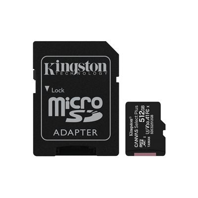 Kingston | 512GB microSDHC Canvas Select Plus Class 10 Flash Memory Card 100MB/s Read 85MB/s Write | SDCS2/512GBCR