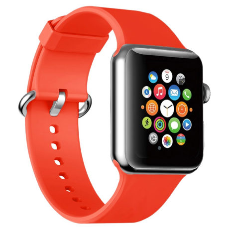 Strapsco | Apple Watch 42/44mm - Silicone Rubber Strap - Small - Red | A.R15.6.42/44.S