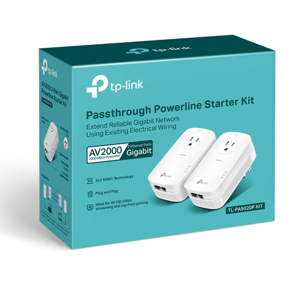 TP-Link | 2-Port Gigabit Passthrough Powerline Starter Kit | TL-PA9020P KIT