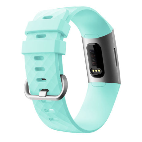 Strapsco | Fitbit Charge 3/4 - Rubber Strap - Turquoise - Small | FB.R32.11.M