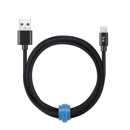 Blu Element | USB-A to Lightning Braided Charge/Sync Cable, 6ft - Black | 107-1419