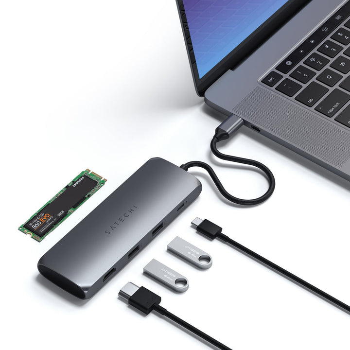 Satechi | USB-C Hybrid Multiport Adapter (with SSD Enclosure ) - Space Gray | ST-UCHSEM