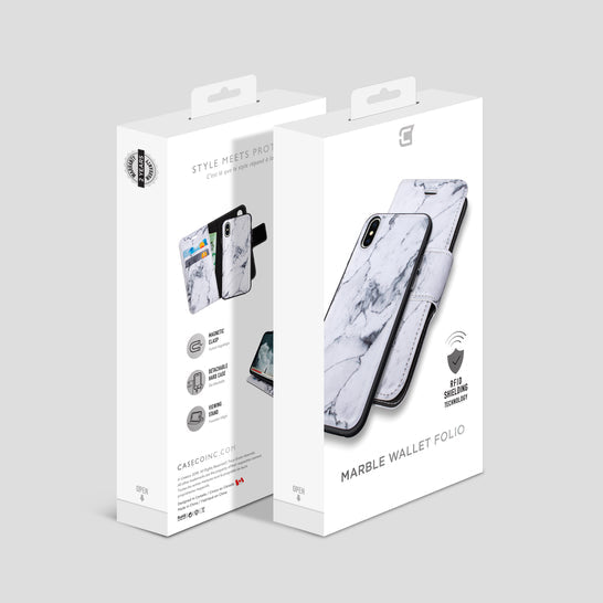 Caseco | iPhone SE/SE2/8/7/6 - Wallet Folio Case - Grey Marble | C3608-07